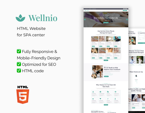 Wellnio – HTML Template for Spa & Wellness Centers