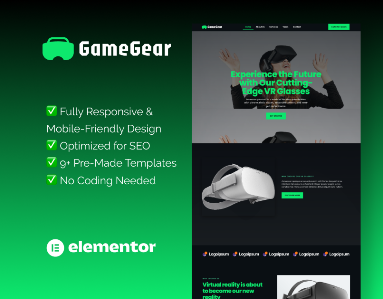 Gaming Accessories Elementor Template