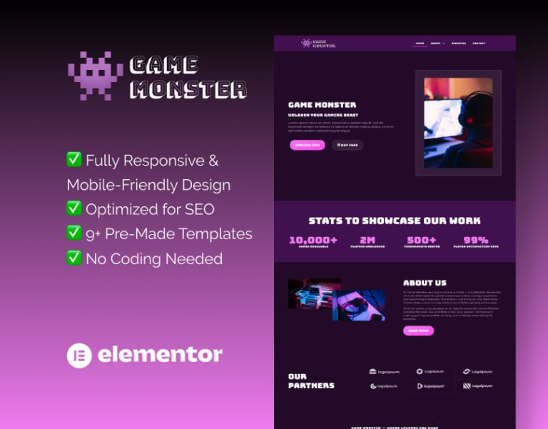 Gaming Elementor Template Kit