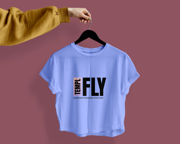 Blue Loose Fit Female Cropped T-Shirt Mockup PSD - Photoshop Mockup
