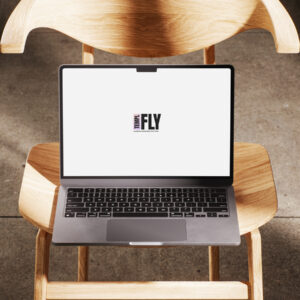 MacBook On Chair Front - Photoshop Mockup