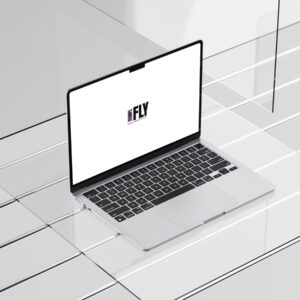 Macbook Air M2 On Glass - Photoshop Mockup