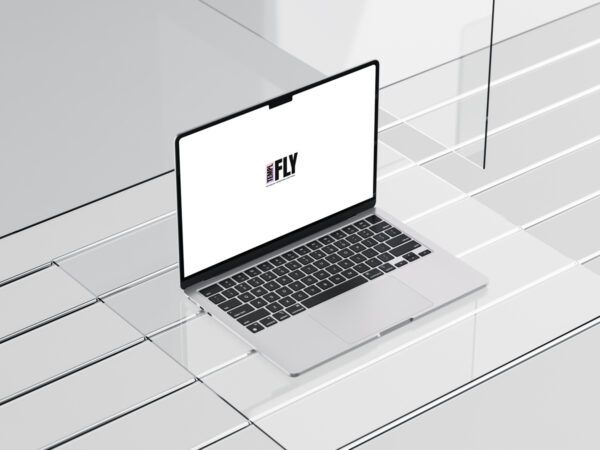 Macbook Air M2 On Glass - Photoshop Mockup