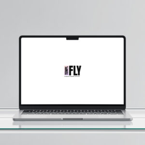 Macbook Air M2 on glass table - Photoshop Mockup
