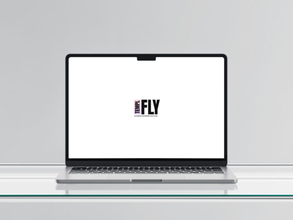 Macbook Air M2 on glass table - Photoshop Mockup