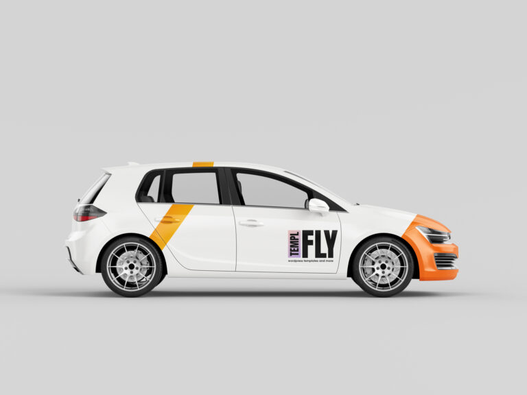 right view car branding mockup
