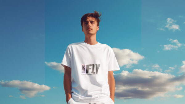 Sky White T-Shirt Mockup - Photoshop Mockup