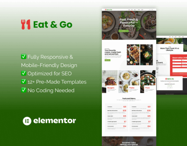 Eat & Go – Elementor Template Kit for Restaurants, Cafés & Food Delivery