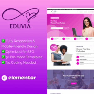 Eduvia – Elementor Template Kit for Women’s Online Education Platforms