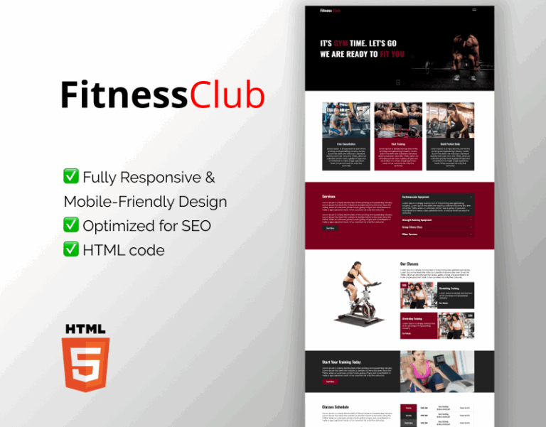 fitness club HTML template
