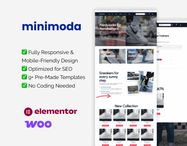 MiniModa – Elementor Template Kit for Sneaker & Footwear eCommerce