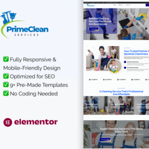PrimeClean – Elementor Template Kit for Cleaning Services