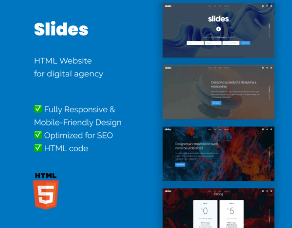 Slides – HTML Website Template for Mobile App Promotion