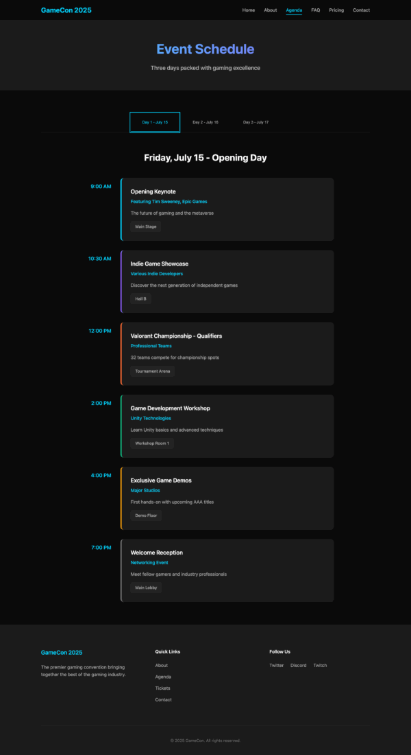 Gaming Convention – HTML Website Template - Image 3