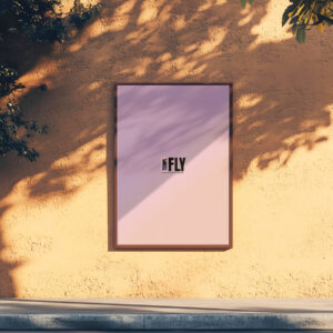 A2 Outdoor Poster Mockup On Yellow Background Wall - Photoshop Mockup
