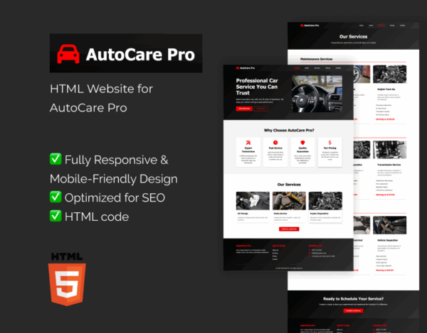 AutoCare – HTML Website Template