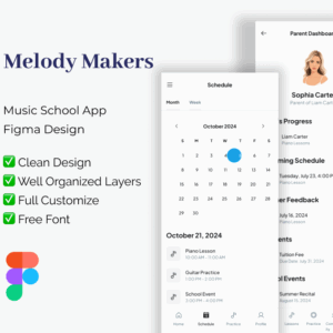Music School App – Figma Design Template for Modern Websites