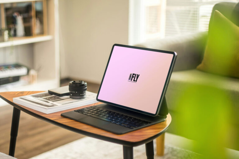 Tablet in Living Room - Photoshop Mockup