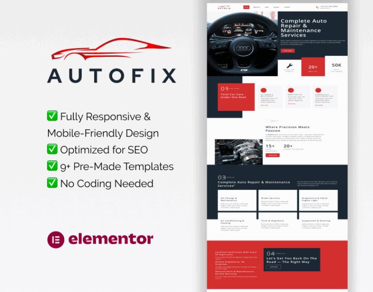 car repair Elementor template