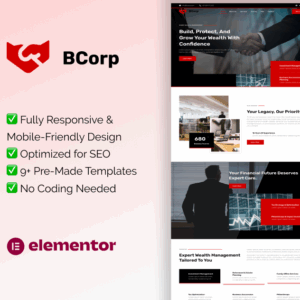 BCorp – Elementor Template Kit for Wealth Management & Financial Consulting