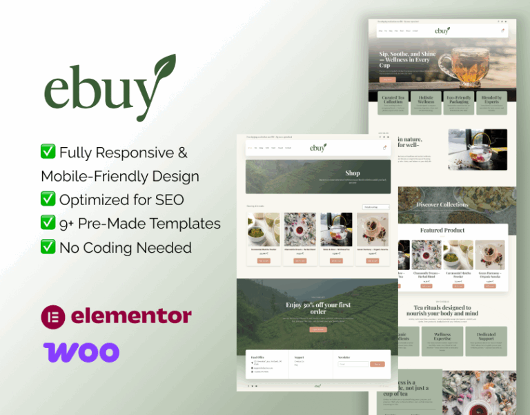 Tea Shop – WooCommerce Elementor Template Kit