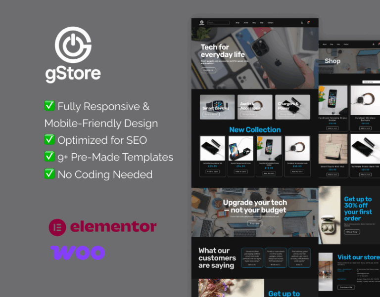 gadget store Elementor template