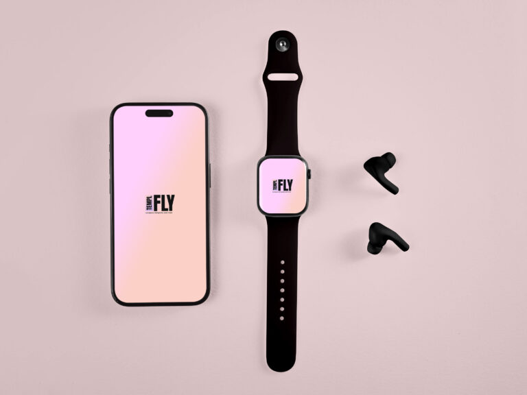 iPhone 16 and Apple Watch - Photoshop Mockup