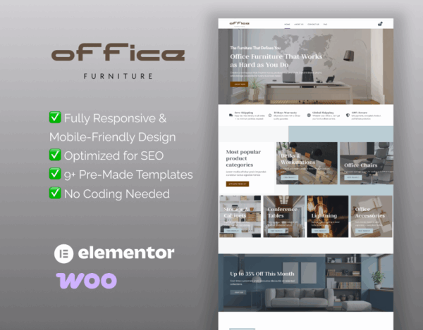 Office – WooCommerce Elementor Template Kit for Office Furniture Stores