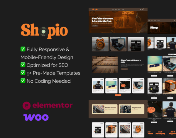 Vinyl & Retro Store – WooCommerce Elementor Template Kit