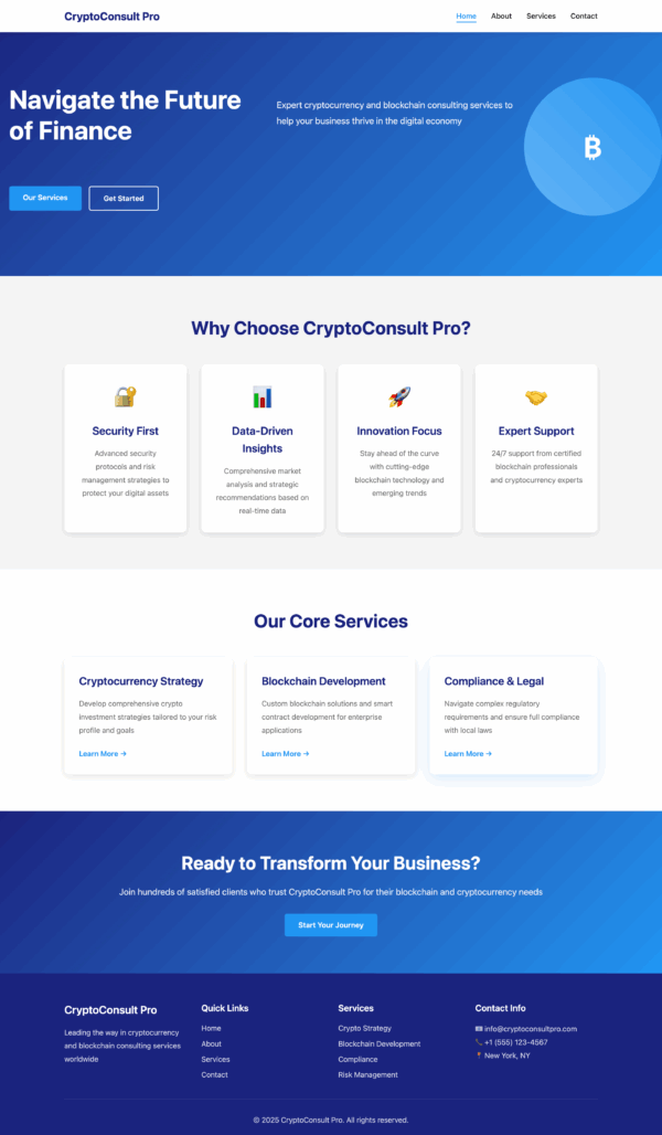 CryptoConsult Pro - HTML Website for expert cryptocurrency and blockchain consulting services - Image 2