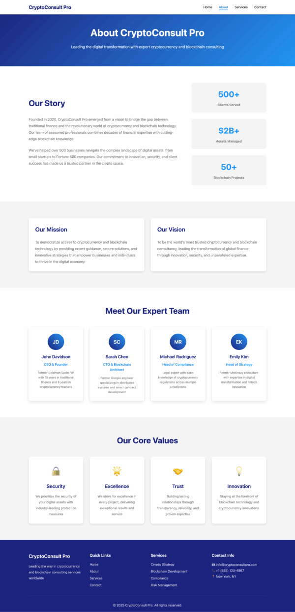 CryptoConsult Pro - HTML Website for expert cryptocurrency and blockchain consulting services - Image 3