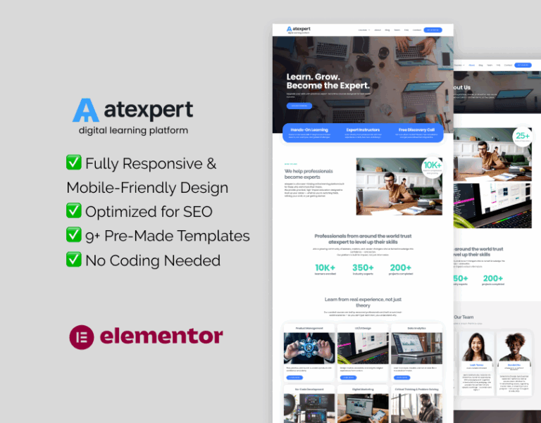 online learning Elementor template