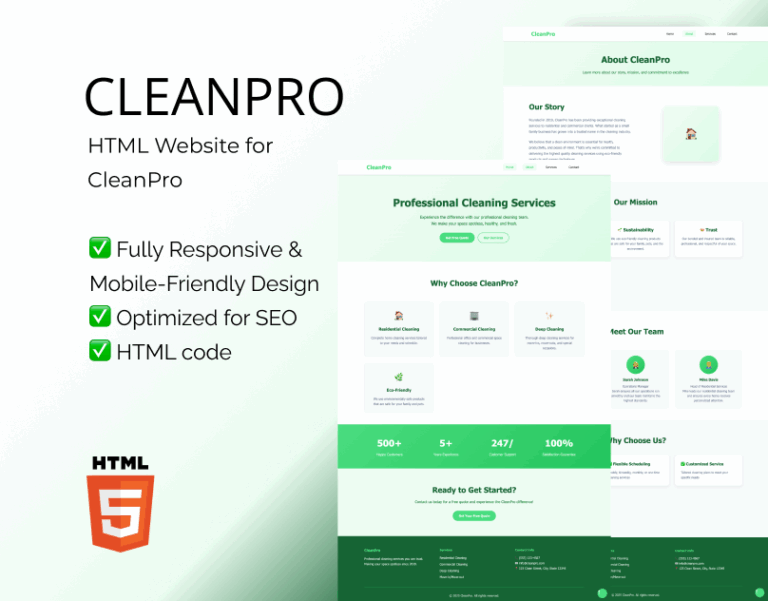 CleanPro cleaning services HTML template