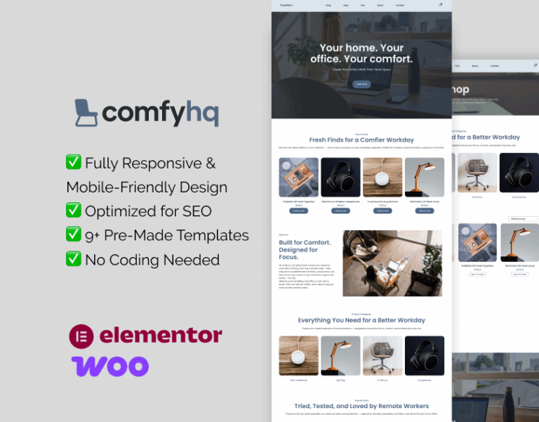 online learning WooCommerce Elementor template
