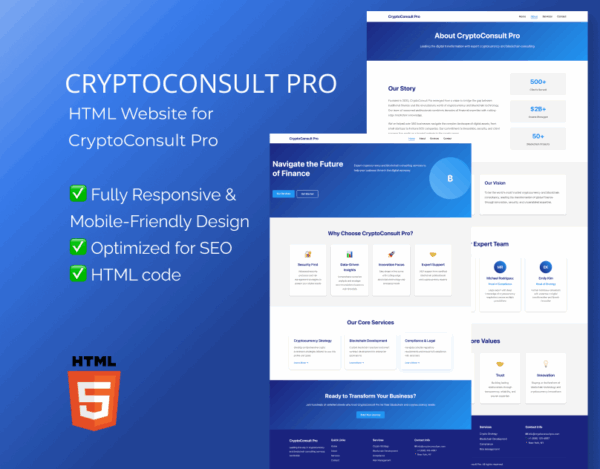 CryptoConsult Pro - HTML Website for expert cryptocurrency and blockchain consulting services