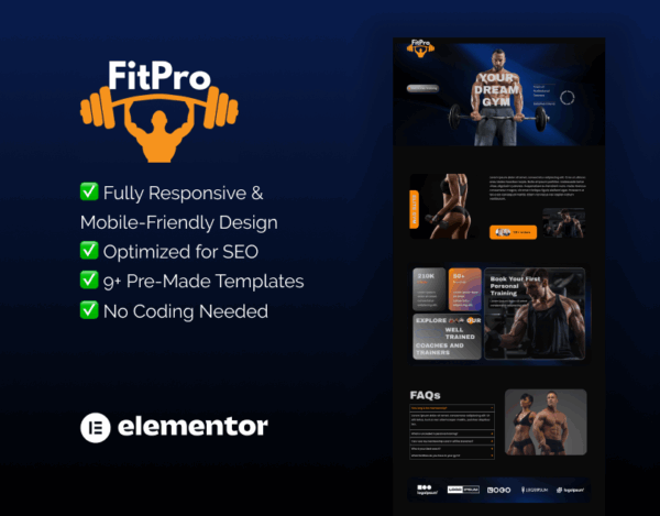 FitPro – Elementor Template for Gym & Fitness Centers