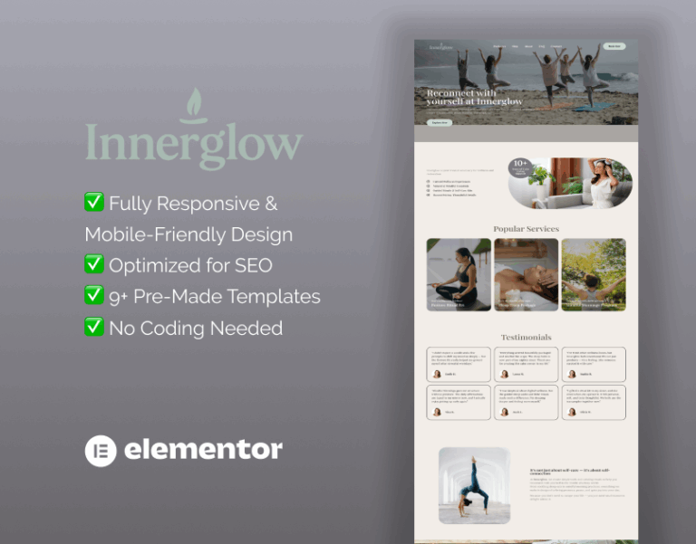 wellness rituals Elementor template