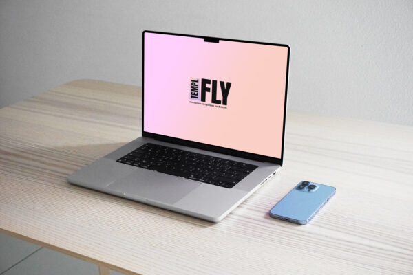 MacBook Pro with iPhone - Photoshop Mockup