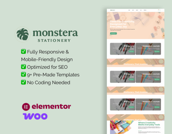 Monstera – WooCommerce Elementor Template for Creative Tools Store
