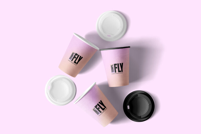 paper cups scene Photoshop mockup