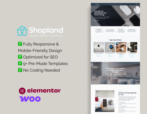ShopLand – WooCommerce Elementor Template for Smart Home Gadgets