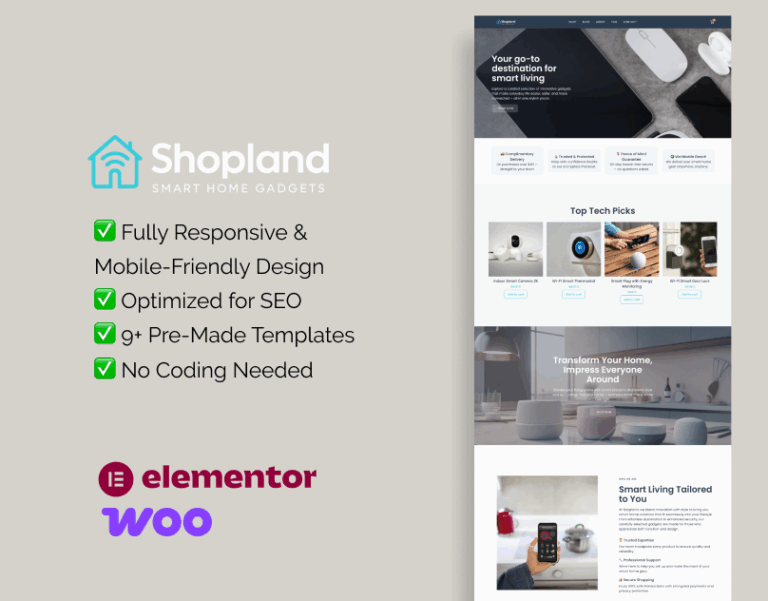 Smart home WooCommerce Elementor template