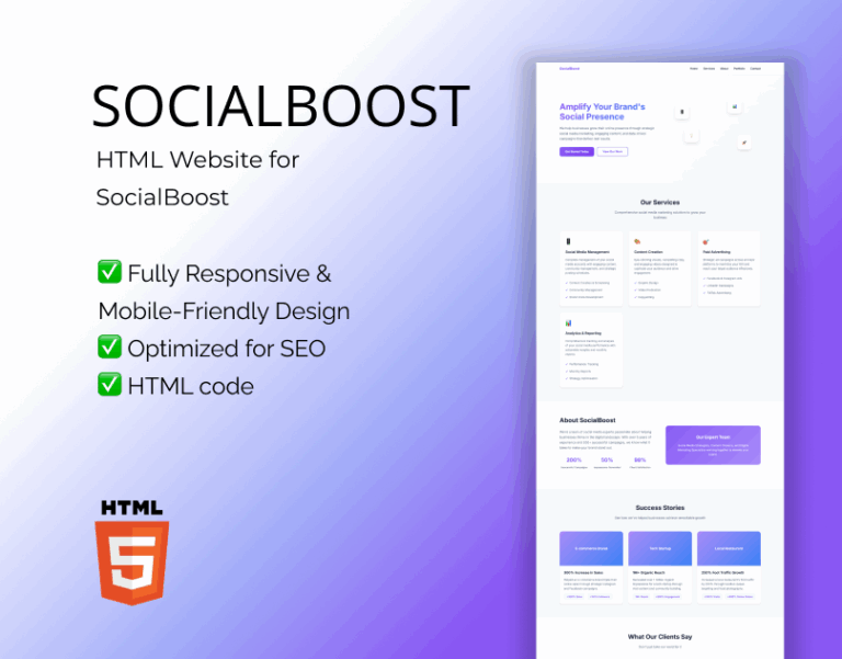 social media marketing HTML template