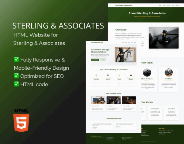 Sterling & Associates – HTML Template for Law Firms & Legal Services