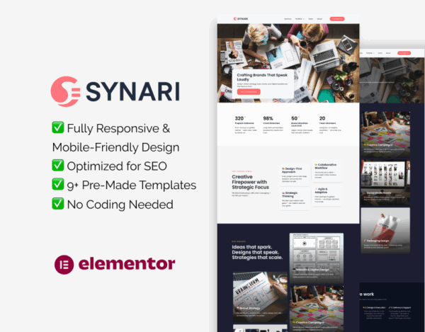 Synari – Elementor Template for Business Marketing Companies