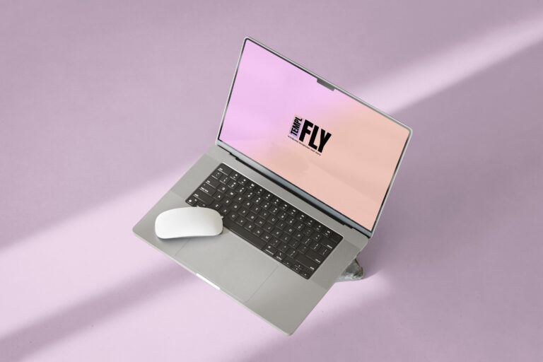 Wide Open MacBook Photoshop mockup