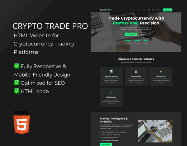 CryptoTradePro – HTML Template for Cryptocurrency Trading Platforms