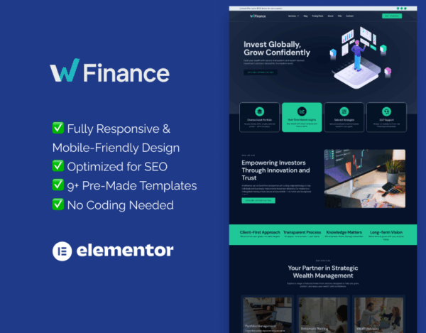 WFinance Investment & Wealth Management – Elementor Template