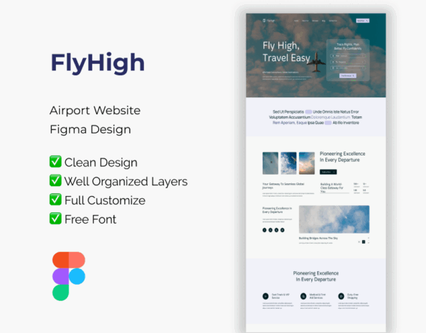 FlyHigh Airport – Figma Design Template for Modern Websites