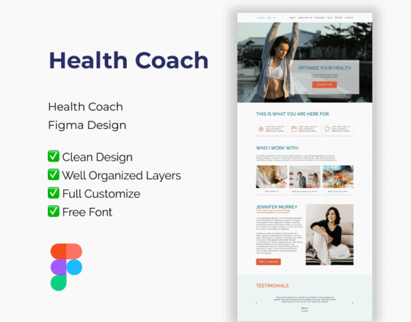 Health Coach – Figma Design Template for Modern Websites